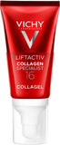 Vichy Liftactiv Collagen Specialist 16 Glow Boosting Gel in een open pot met glanzende textuur en heldere verpakking.