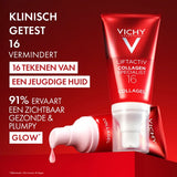 Vichy Liftactiv Collagen Specialist 16 Glow Boosting Gel in een pot, zichtbaar met een transparante textuur en witte kleur.