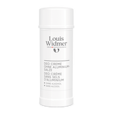 Louis Widmer deo crème zonder aluminiumzouten en parfum, zachte textuur voor frisse huid, zichtbaar in de afbeelding