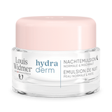 Louis Widmer Hydraderm Nachtemulsie zonder parfum in een tube, zachte textuur voor hydratatie tijdens de nacht