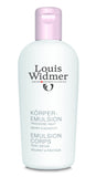 Lichaamsemulsie van Louis Widmer, lichte geparfumeerde hydraterende verzorging voor de huid.