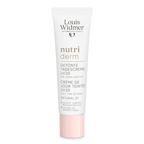 Nutriderm Getinte Dagcrème UV 20 Naturel 01 licht geparfumeerd - Louis Widmer - Huidproducten.nl