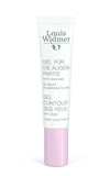Louis Widmer Hydraderm oogomtrek gel zonder parfum, zachte textuur voor de huid rond de ogen, zichtbaar in de afbeelding