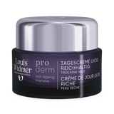 Louis Widmer Proderm dagcrème UV 30 met rijke textuur en lichte geur, biedt intensieve anti-ageing verzorging en UV-bescherming
