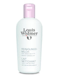 Purederm reinigingsmelk van Louis Widmer, licht geparfumeerd, voor een zachte gezichtsreiniging, zichtbaar in de afbeelding.