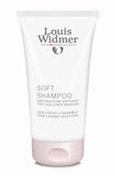 Louis Widmer zachte shampoo en conditioner zonder parfum, reinigende verzorging met panthenol in een fles op een witte achtergrond