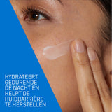CeraVe hydraterende gezichts- en nachtcrème in een pot, gladde textuur en zachte uitstraling, geschikt voor dagelijks gebruik